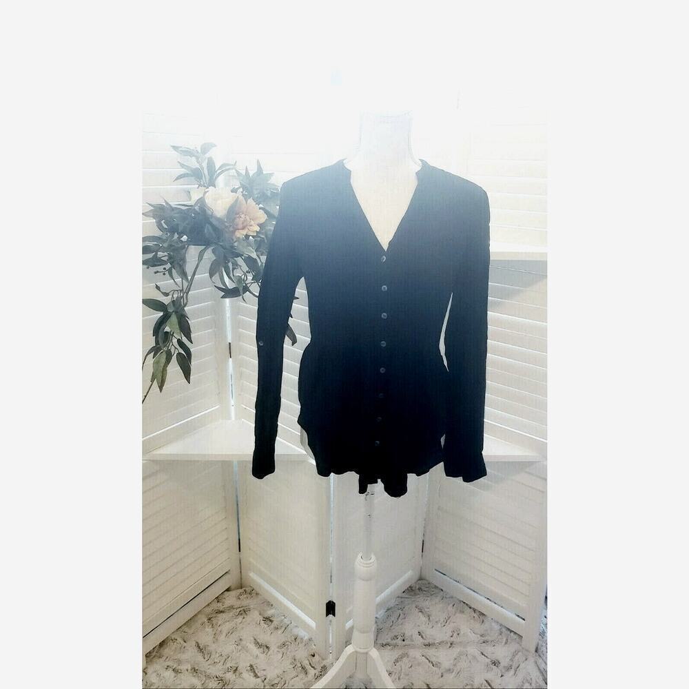 ANTHROPOLGIE MAEVE BLACK PEPLUM BLACK BLOUSE 2